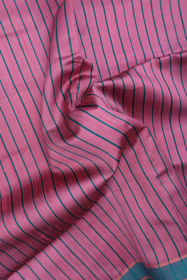 Jute Saree In Orchid Pink With Stripes Design