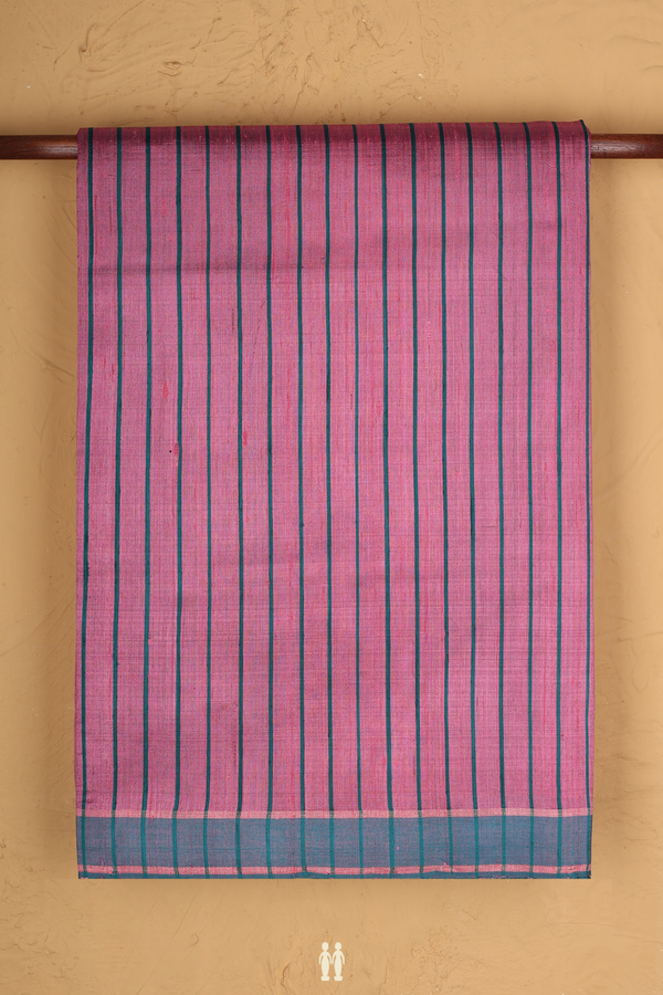 Jute Saree In Orchid Pink With Stripes Design