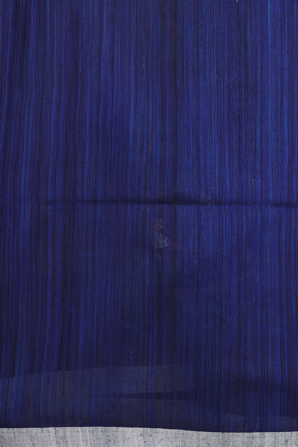 Jute Saree In Oxford Blue With Floral Motifs