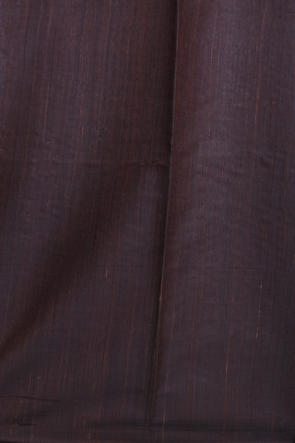 Jute Saree In Dark Oak Brown With Stripes Design