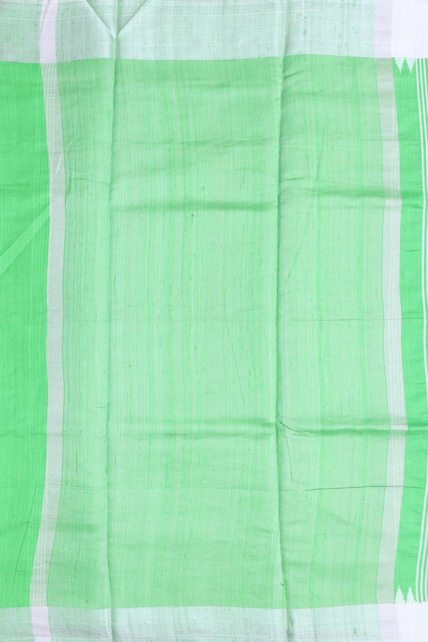 Jute Saree In Parrot Green With Stripes Design