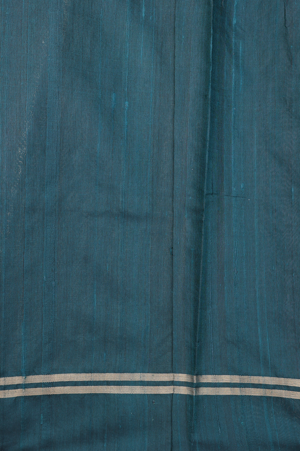 Jute Saree In Pine Green With Stripes Design