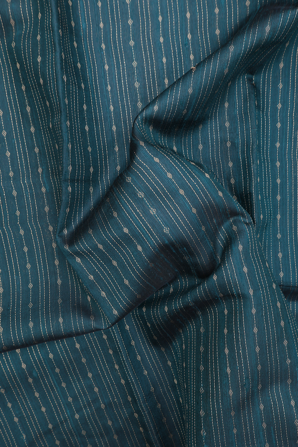 Jute Saree In Pine Green With Stripes Design