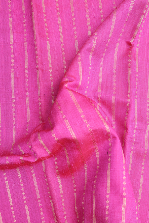 Jute Saree In Pink With Stripes Design