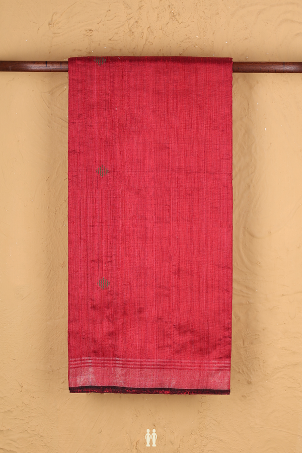 Jute Saree In Pink With Threadwork Buttas