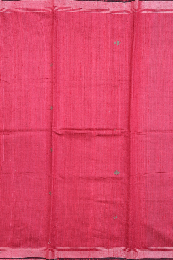 Jute Saree In Pink With Threadwork Buttas