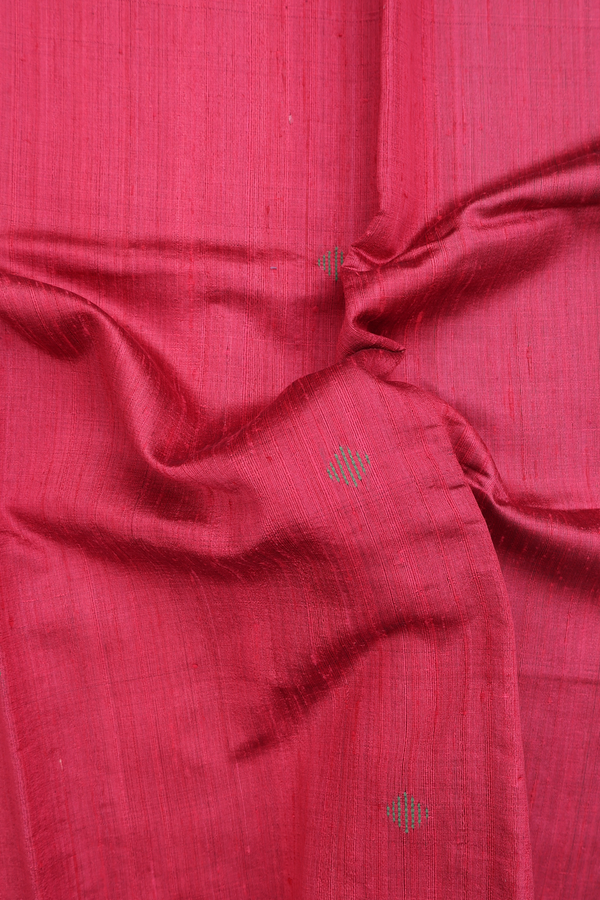 Jute Saree In Pink With Threadwork Buttas