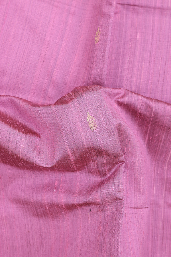 Jute Saree In Pink With Zari Buttas