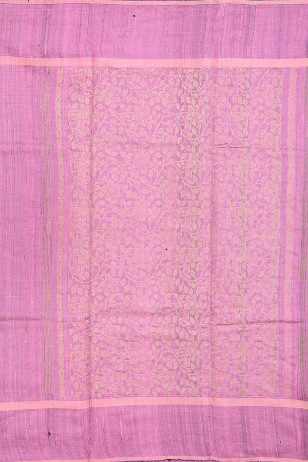Jute Saree In Pink With Zari Buttas