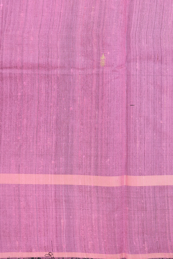 Jute Saree In Pink With Zari Buttas