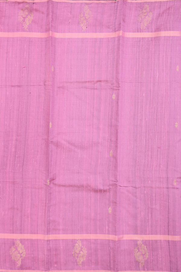 Jute Saree In Pink With Zari Buttas