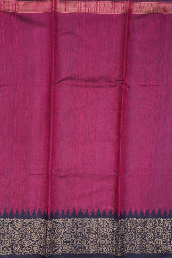 Jute Saree In Plain Berry Purple With Zari Border
