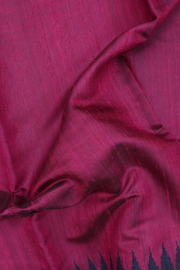 Jute Saree In Plain Berry Purple With Zari Border