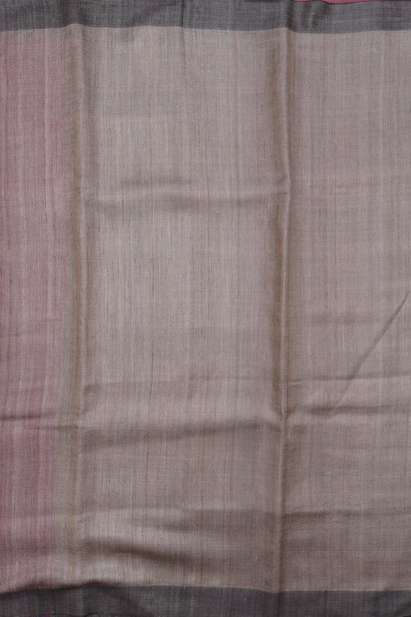 Jute Saree In Plain Brown With Contrast Border