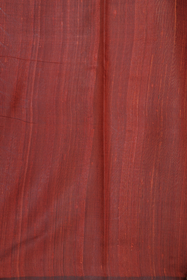 Jute Saree In Plain Brown With Zari Border