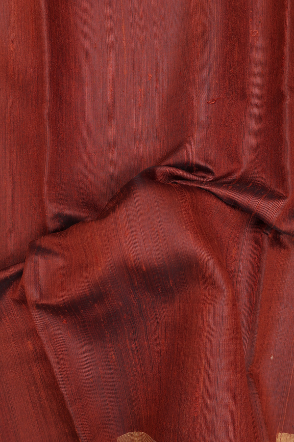 Jute Saree In Plain Brown With Zari Border