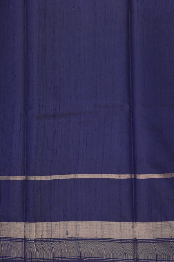 Jute Saree In Plain Cerulean Blue With Contrast Border
