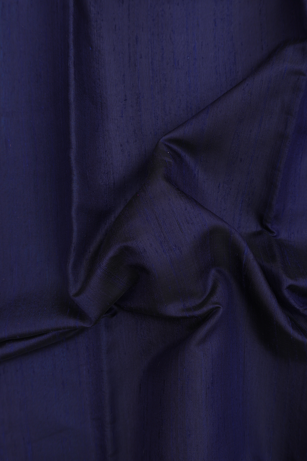 Jute Saree In Plain Navy Blue With Contrast Border