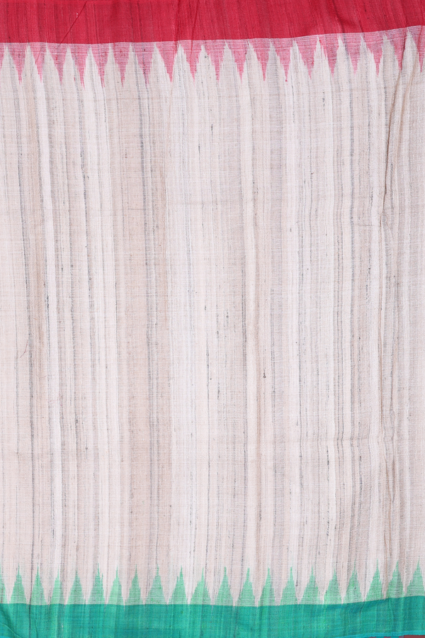 Jute Saree In Plain Pastel Brown With Ganga Jamuna Border