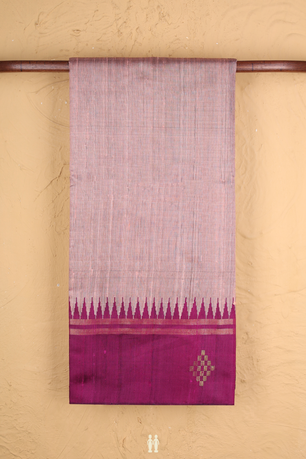 Jute Saree In Plain Pink With Contrast Border