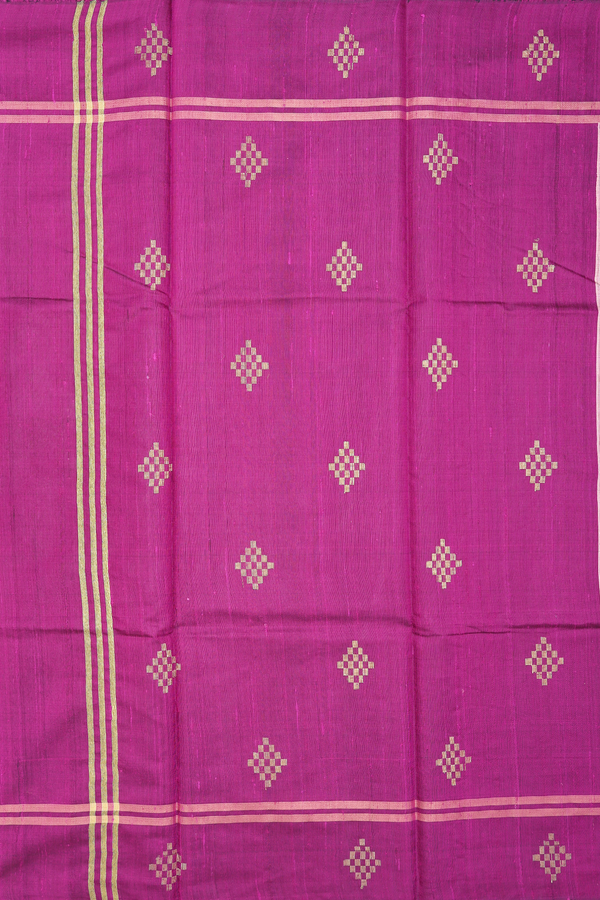 Jute Saree In Plain Pink With Contrast Border