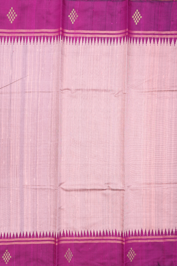 Jute Saree In Plain Pink With Contrast Border