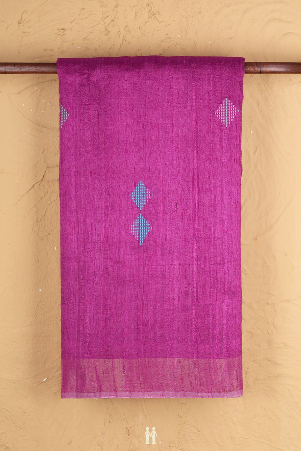 Jute Saree In Purple Rose With Threadwork Buttas