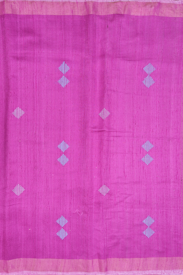 Jute Saree In Purple Rose With Threadwork Buttas