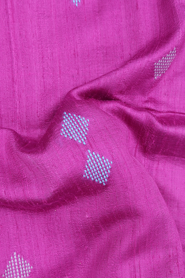 Jute Saree In Purple Rose With Threadwork Buttas