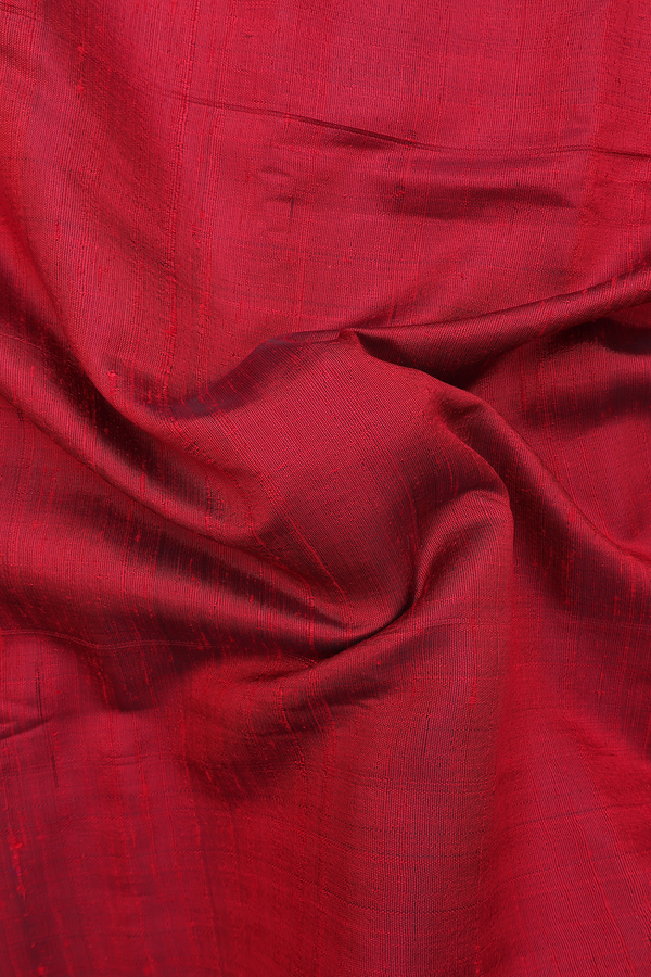 Jute Saree In Plain Red With Contrast Border