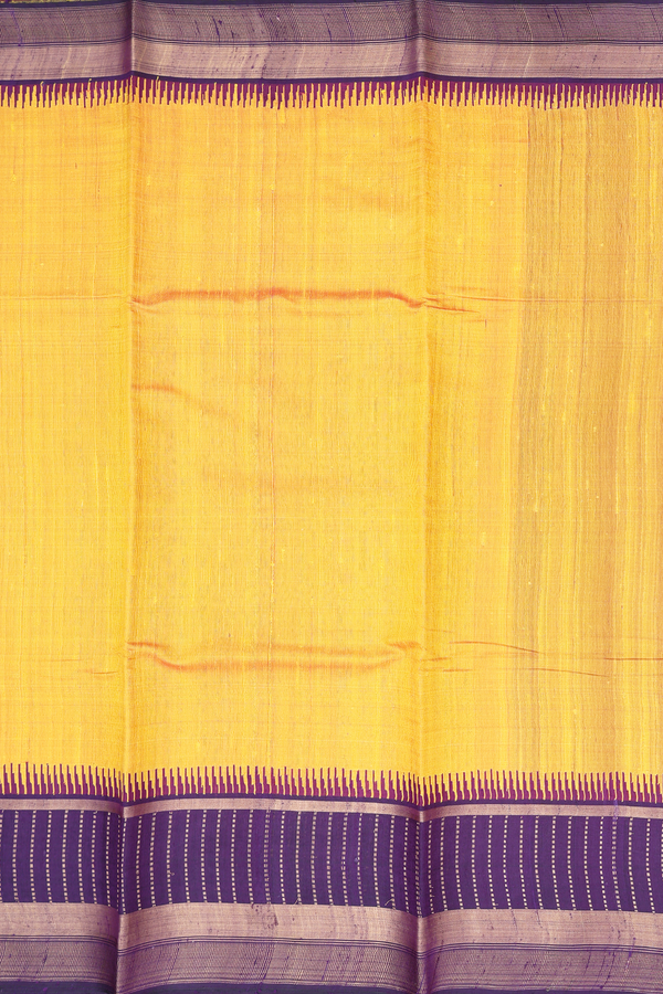 Jute Saree In Plain Yellow With Contrast Border