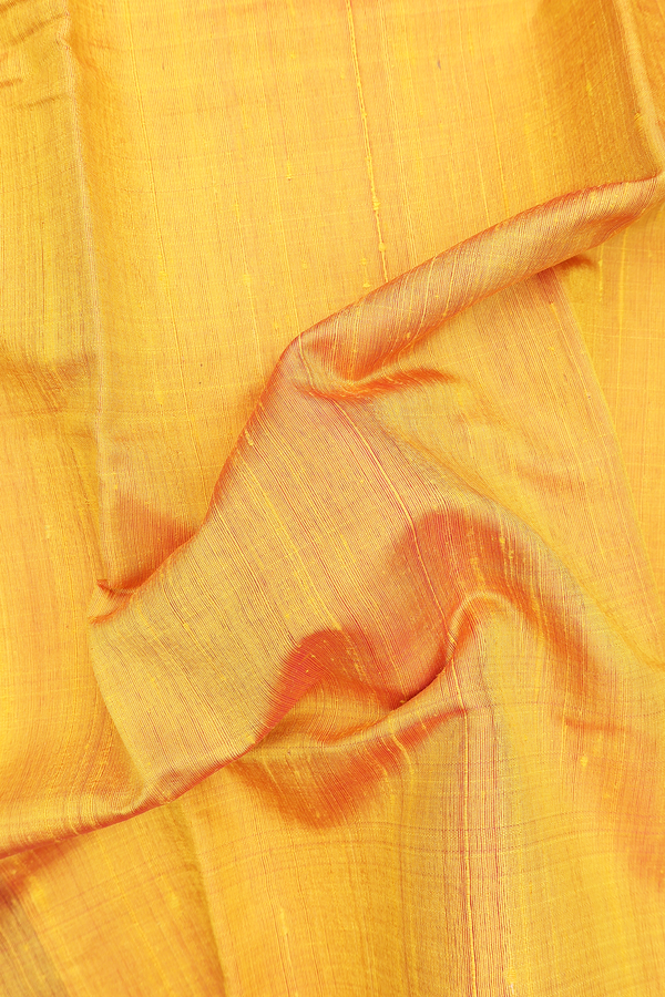 Jute Saree In Plain Yellow With Contrast Border