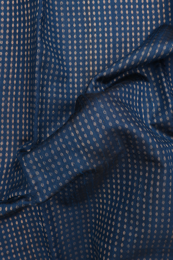Jute Saree In Prussian Blue With Allover Design