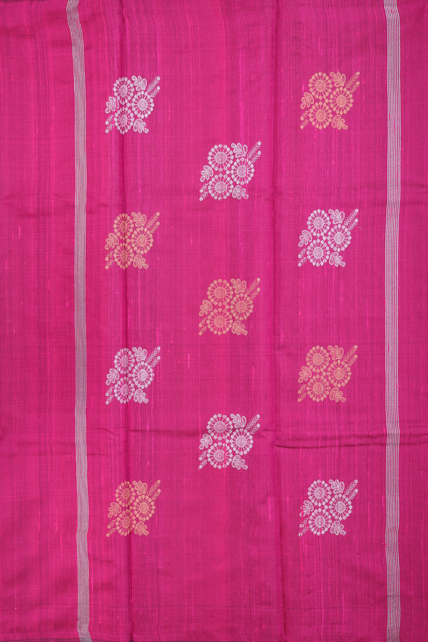 Jute Saree In Purple Rose With Zari Buttas