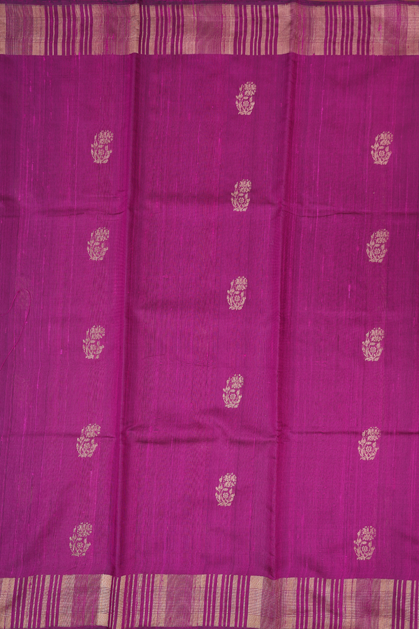 Jute Saree In Purple With Floral Buttas