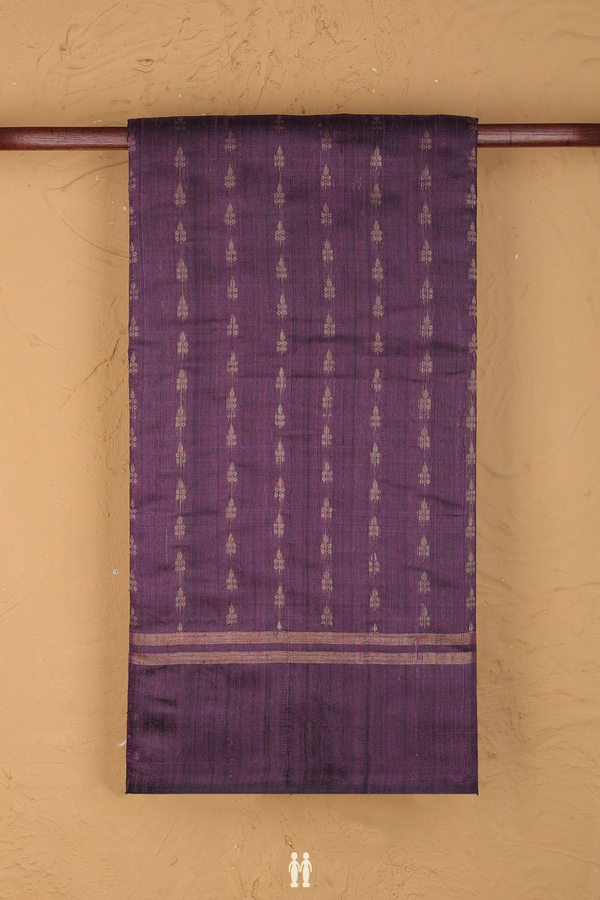 Jute Saree In Purple With Zari Buttas