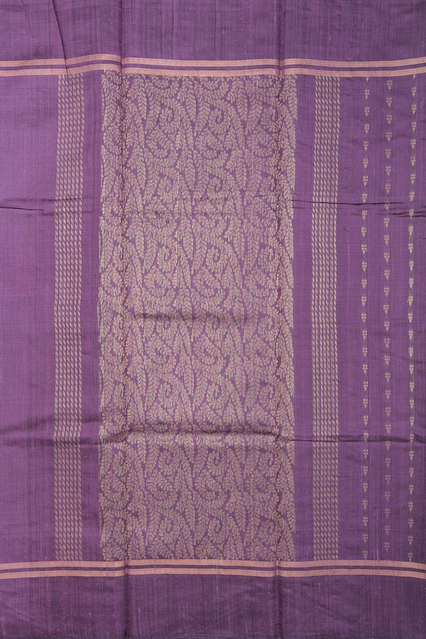 Jute Saree In Purple With Zari Buttas