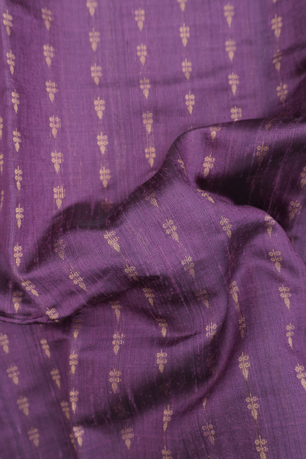 Jute Saree In Purple With Zari Buttas