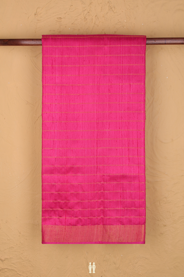 Jute Saree In Rani Pink With Half And Half Design