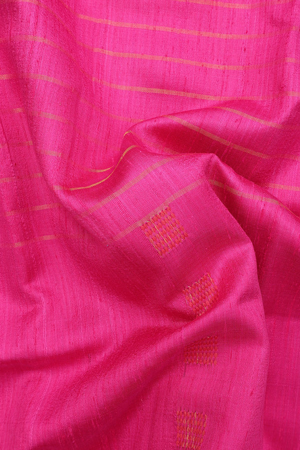 Jute Saree In Rani Pink With Half And Half Design