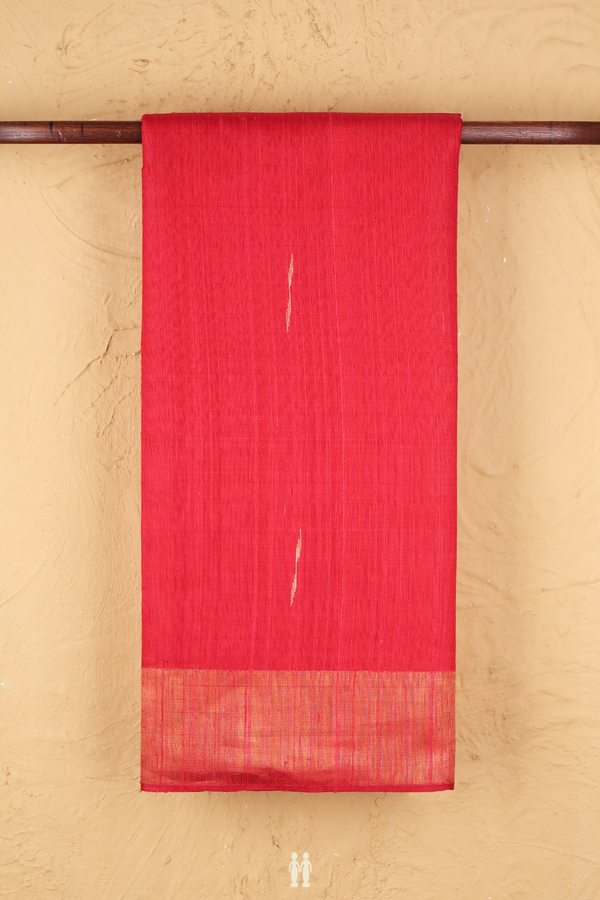 Jute Saree In Red With Malli Moggu Buttas