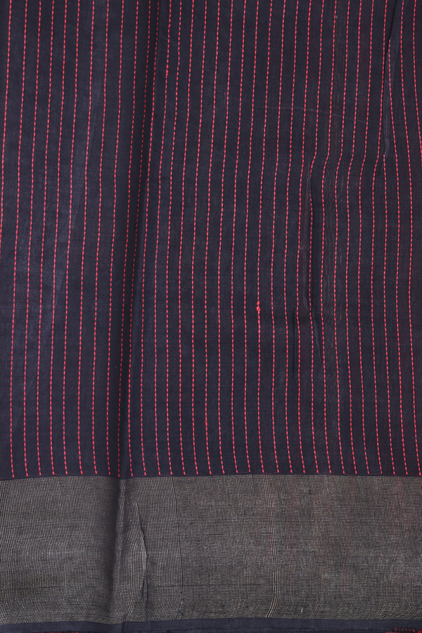 Jute Saree In Red With Threadwork Design