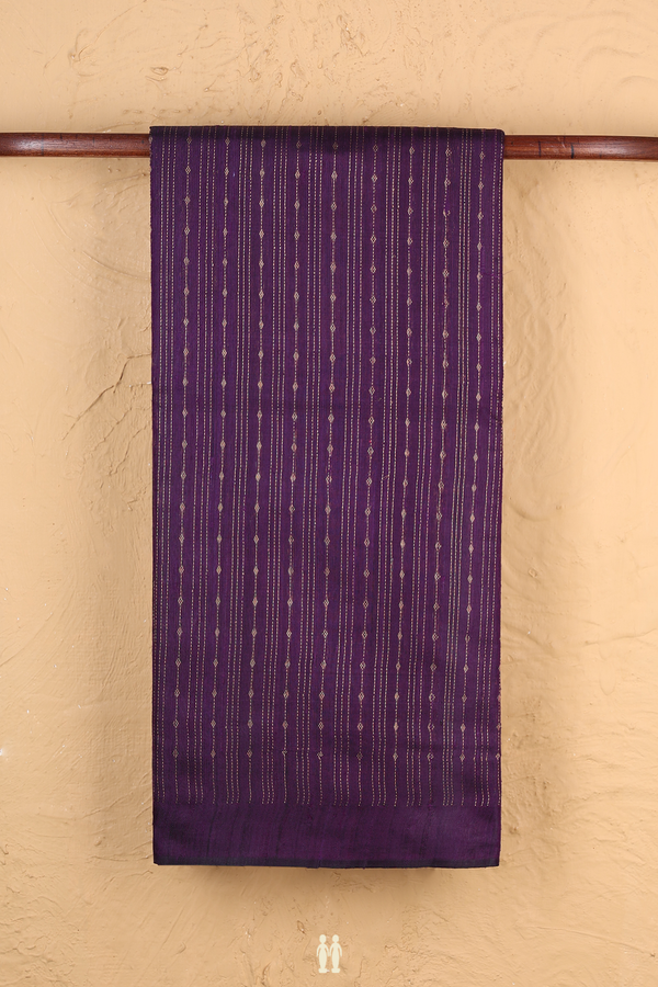 Jute Saree In Regal Purple With Stripes Design