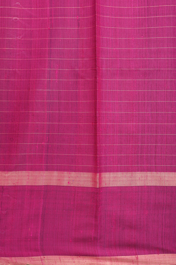 Jute Saree In Royal Blue With Checks Design