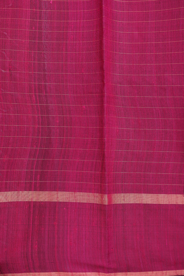 Jute Saree In Royal Blue With Checks Design