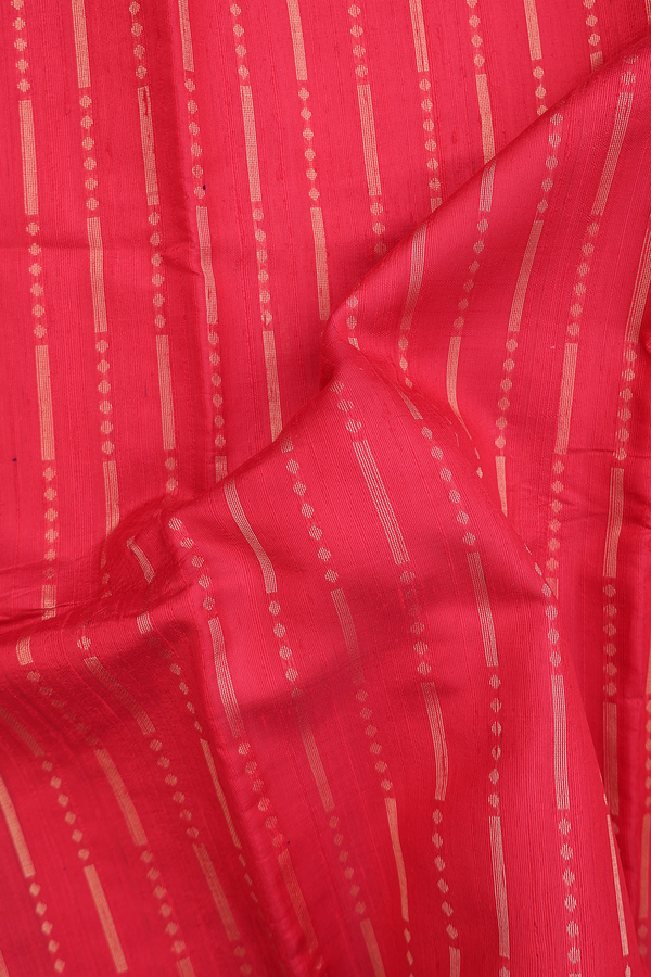 Jute Saree In Scarlet Red With Stripes Design