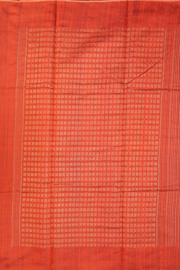 Jute Saree In Spiced Orange With Stripes Design