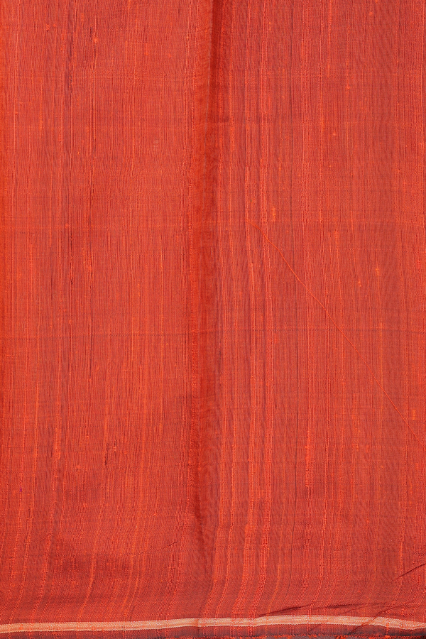 Jute Saree In Spiced Orange With Stripes Design