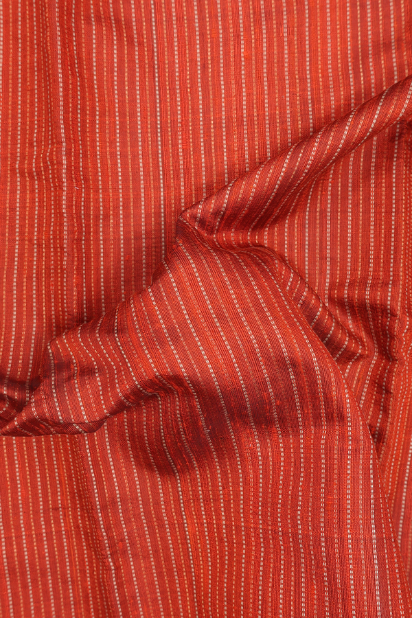 Jute Saree In Spiced Orange With Stripes Design