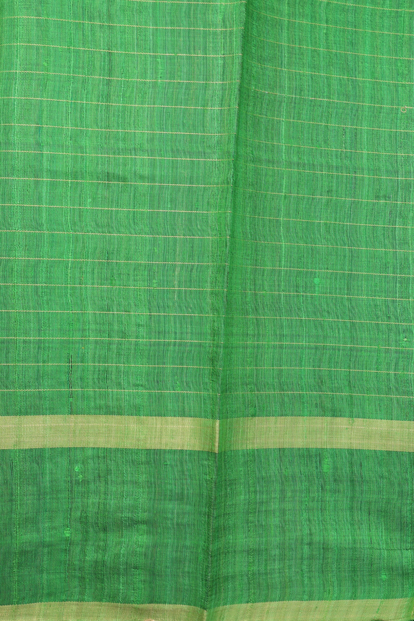 Jute Saree In Steel Grey With Checks Design